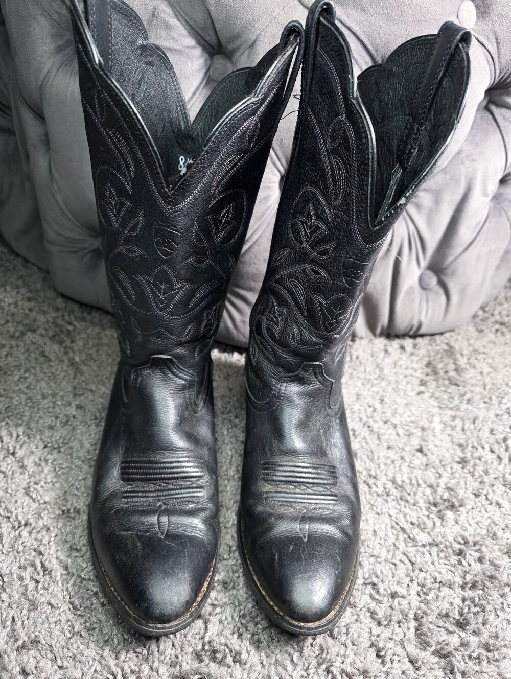 Ariat Heritage R Toe Women's 8.5B Western Cowboy Boots Black Leather 10001037